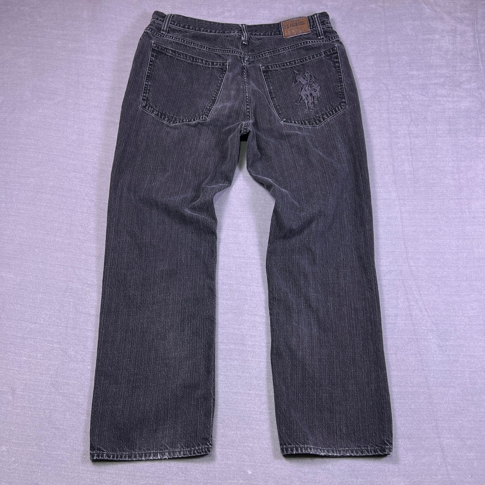U.S. Polo‎ Assn. Big Pony Embroidered Logo Straight Leg Jeans Mens 36x32 Black